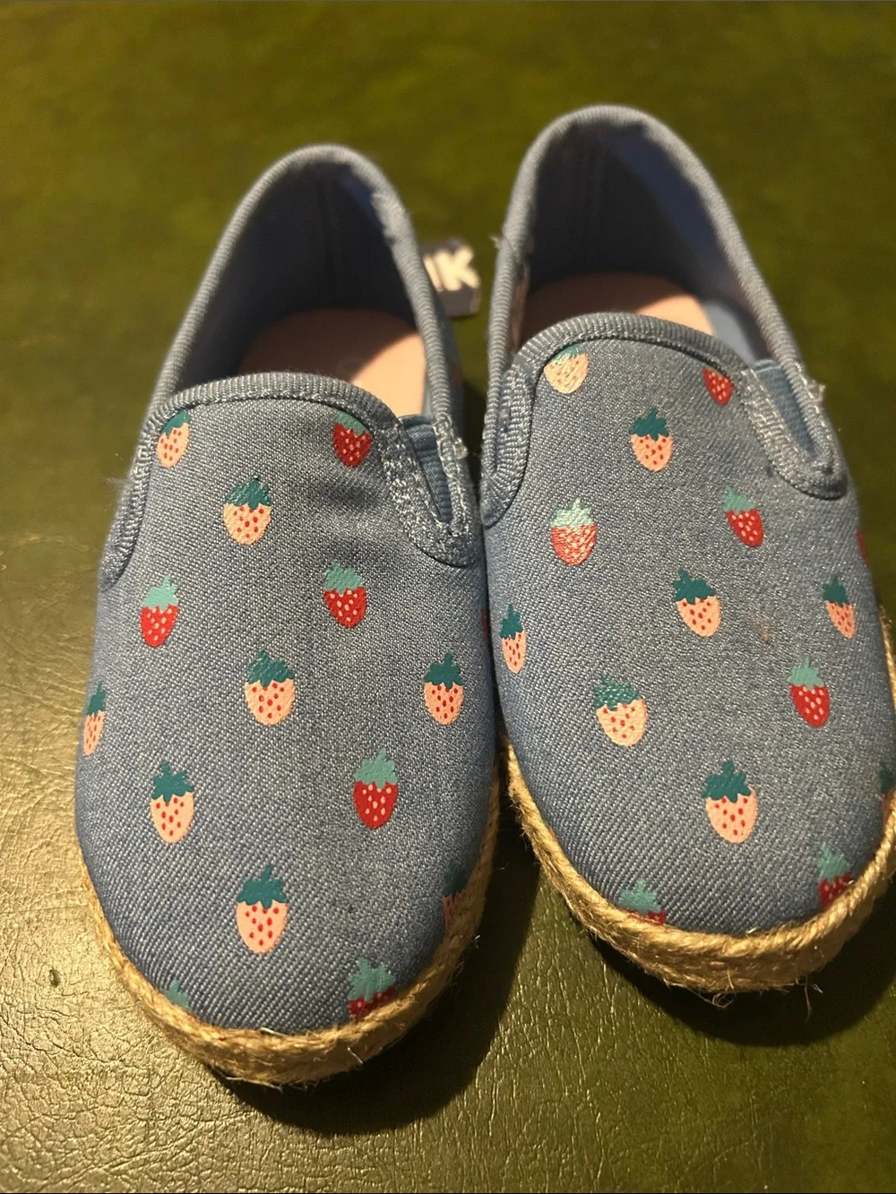 OshKosh B'gosh Blue Canvas Slip-On Sneakers with Strawberry Print